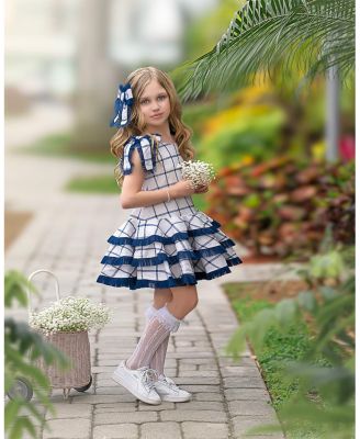 Girls' Checkered Linen Tulle Dress - Baby, Little Kid, Big Kid
