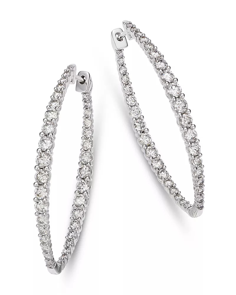 Bloomingdale's Fine Collection Diamond Inside Out Medium Hoop Earrings in 14K White Gold, 3.0 tcw