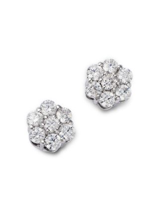 Bloomingdale's Fine Collection Diamond Flower Cluster Stud Earrings in 14K White Gold, 0.5 ct. t. w.