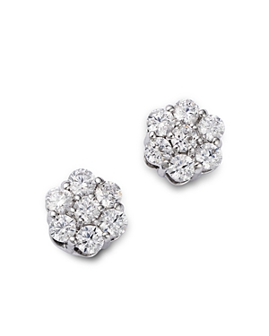 Diamond Flower Cluster Stud Earrings in 14K White Gold, 0.5 ct. t.w.