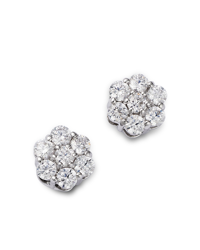 Bloomingdale's Fine Collection Diamond Flower Cluster Stud Earrings in 14K White Gold, 0.5 tcw