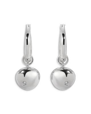 Ettika Pave Polished Pebble Charm Huggie Hoop Earrings