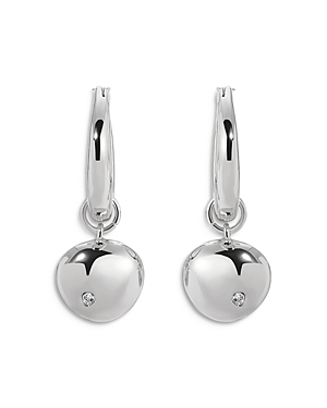 Shop Ettika Pave Polished Pebble Charm Huggie Hoop Earrings In Silver