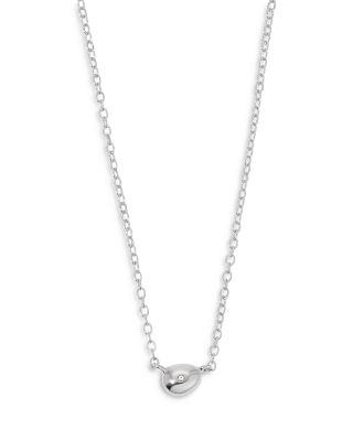Pav&eacute; Polished Pebble Pendant Necklace, 14"-17"