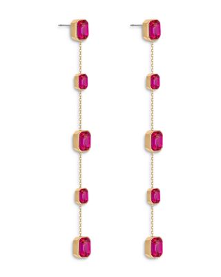 Color Crystal Linear Drop Earrings in 18K Gold Plated