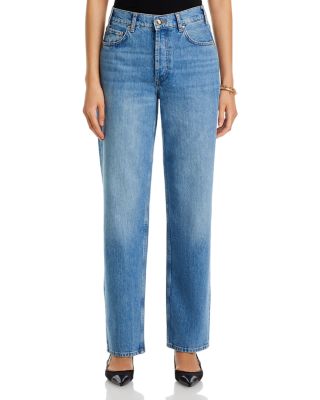 【関税込み】ANINE BING ブルー Gavin ジーンズ Anine Bing Gavin Mid Rise Long Jeans in Washed Blue