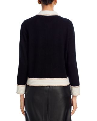 100% Cashmere Contrast Trim Cardigan - Exclusive