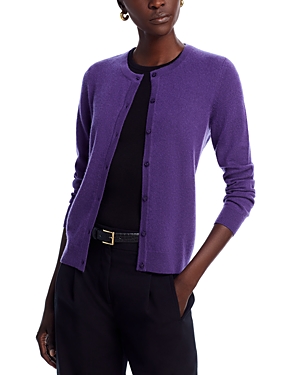 Shop C By Bloomingdale's Cashmere C By Bloomingdale's Crewneck Cashmere Cardigan - 100% Exclusive In Blackberry