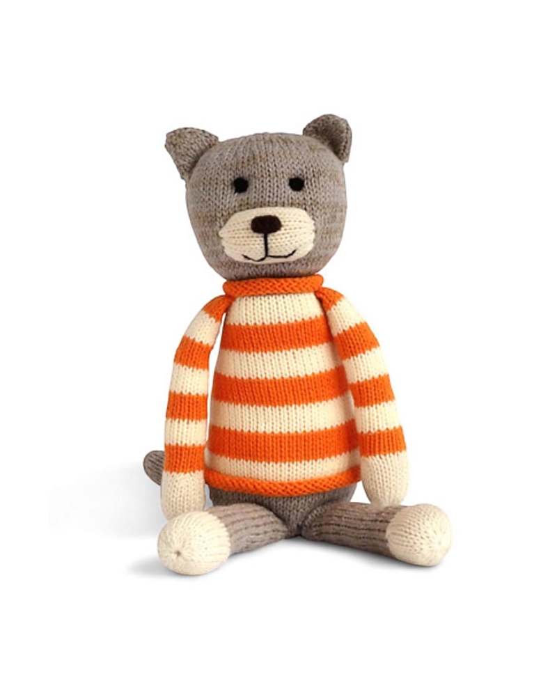 Melange Collection Knit Cotton Cat In Striped Sweater - Ages 0+