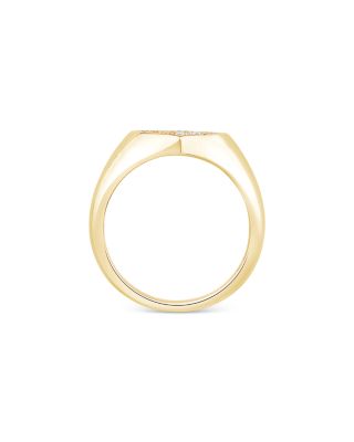 Diamond Heart Signet Ring in 14K Yellow Gold, 0.25 tcw