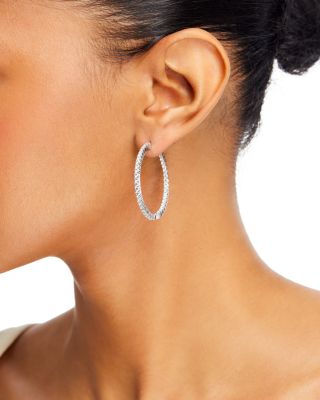 Diamond Inside Out Hoop Earrings in 14K White Gold, 3.0 tcw