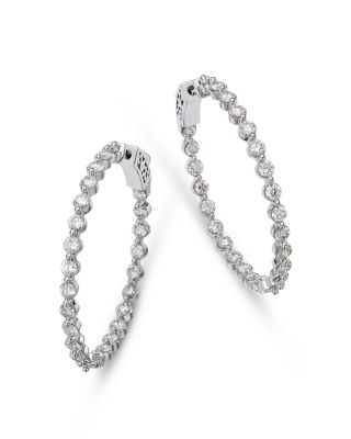 Bloomingdale's Fine Collection - Diamond Inside Out Medium Hoop Earrings in 14K White Gold, 3.0 ct. t.w.