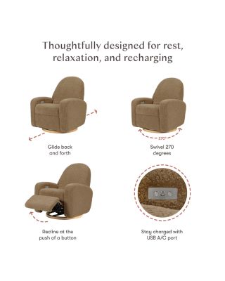 Nami Electronic Recliner and Swivel Glider Recliner in Faux Shearling with USB Port