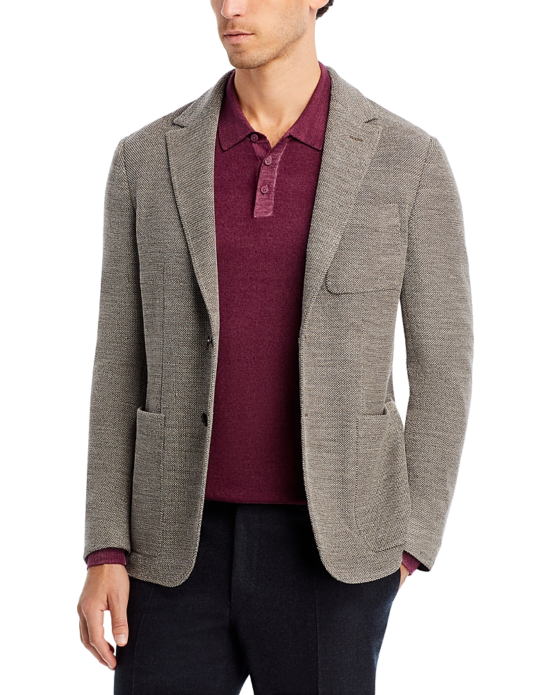 Canali Textured Wool Jersey Unstructured Casual Sport Coat In Gray