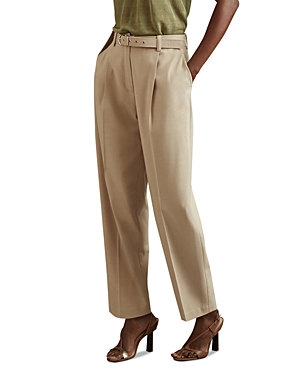 Shop Reiss Freja Belted Tailored Pants In Neutral