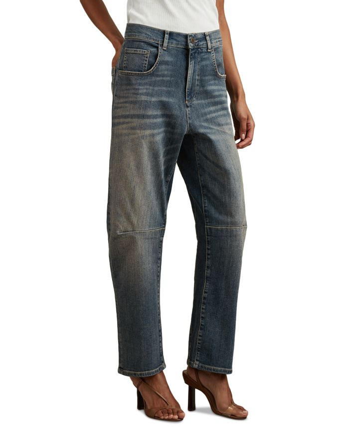 Mahni High Rise Barrel Leg Jeans Mid Blue