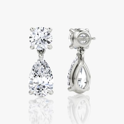  Signature Drop Earring in 14K Yellow Gold, 6.0ctw Round Brilliant & Pear Lab Grown Diamonds