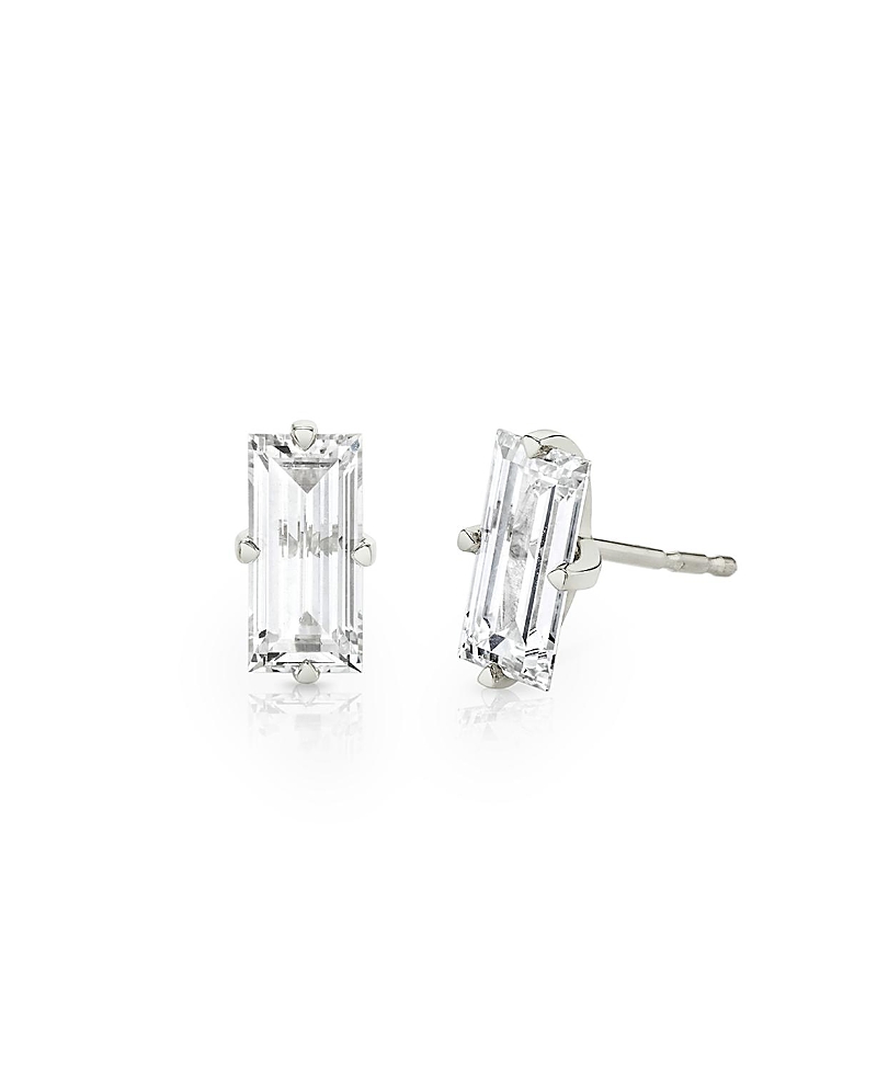 Vrai Iconic Lab-grown Diamond Stud Earrings In 14k White Gold, 1.5ctw Baguette Lab Grown Diamonds In K White Gold