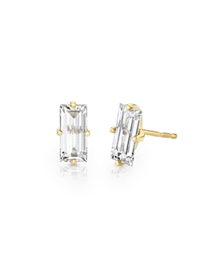Lab Grown Diamond Baguette Iconic Stud Earrings in 14K White Gold and Gold, 1.5 ct. t.w.