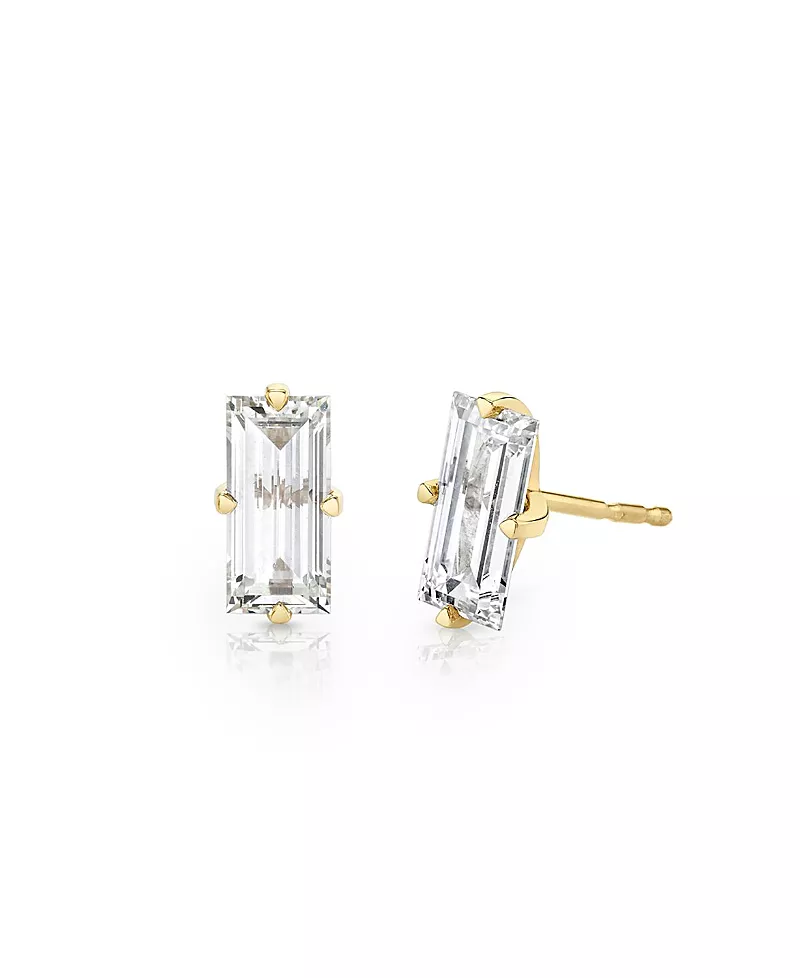 Vrai Iconic Lab-Grown Diamond Stud Earrings in 14K White Gold, 1.5ctw Baguette Lab Grown Diamonds