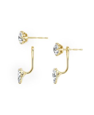 Solitaire Lab-Grown Diamond Stud & Ear Jacket Earrings, 2.0ctw Round Brilliant & Pear Lab Grown Diamonds