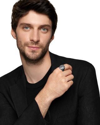 Men's Sterling Silver Petrvs&reg; Black Diamond Wolf Ring