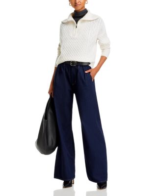 100% Cashmere Quarter Zip Cable Knit Sweater - Exclusive