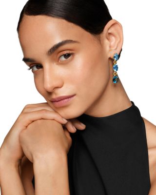 18K Yellow Gold Marbella Blue Topaz & Hampton Blue Topaz Drop Earrings