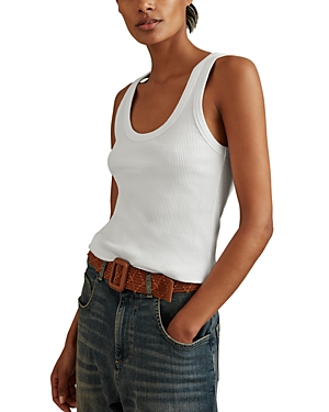 Reiss Elle Heavyweight Ribbed Tank Top In White