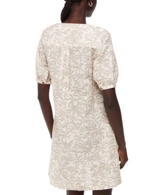 Palm Print Linen Blend Dress