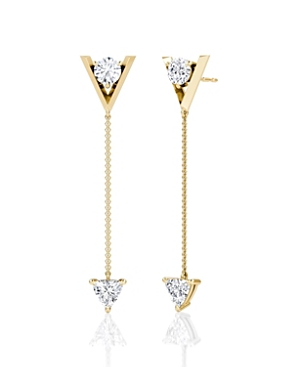 V Duo Dangle Earrings in 14K White Gold/Gold, 1.0ctw Round Brilliant & Trillion Lab Grown Diamonds