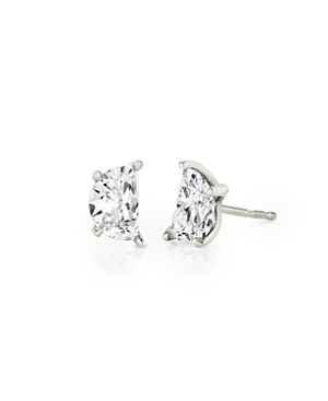 Iconic Lab-Grown Diamond Stud Earrings in 14K White Gold/Gold, 1.5ctw Half Moon Lab Grown Diamonds