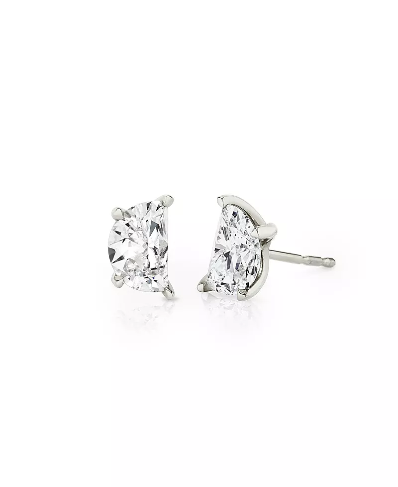 Vrai Iconic Lab-Grown Diamond Stud Earrings in 14K Yellow Gold, 1.5ctw Half Moon Lab Grown Diamonds