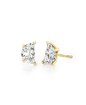 Iconic Lab-Grown Diamond Stud Earrings in 14K White Gold/Gold, 1.5ctw Half Moon Lab Grown Diamonds