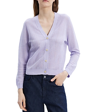 Shop Theory Cropped Cardigan In Soft Iris