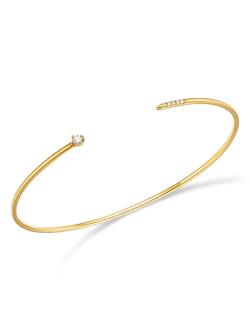 Zoë Chicco 14k Yellow Gold Prong Diamonds Diamond Cuff Bangle Bracelet In Gold