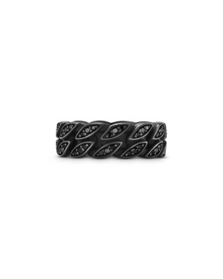 Men's Black Titanium Chain Black Diamond Pav&eacute; Curb Link Ring