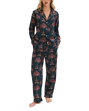 Shop Desmond & Dempsey Soleia Printed Pajama Set In Navy