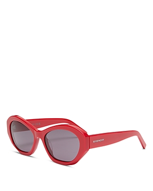 Shop Givenchy Geometric Cat Eye Sunglasses, 57mm In Red/gray Solid