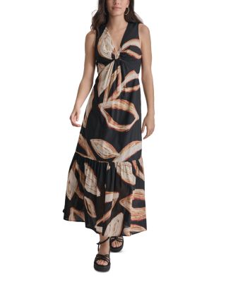 DKNY - Wavering Leaf Printed Maxi Dress