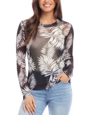 Karen Kane Printed Mesh Long Sleeve Top