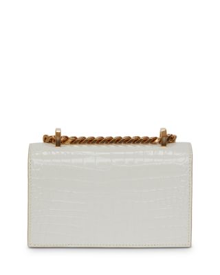 Mini Jewelled Croc Embossed Leather Shoulder Bag