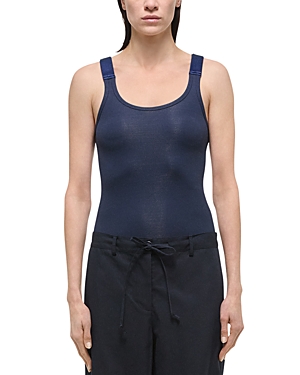 Shop Helmut Lang Soft Ribbed Tank Top In Navy