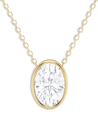 Bloomingdale's Fine Collection - Certified Lab Grown Oval Cut Diamond Bezel Set Pendant Necklace in 18K Yellow Gold, 3.0 ct. t.w.