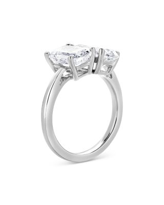 Certified Diamond Lab Grown Pear & Emerald Cut Toi Et Moi Engagement Ring in 18K White Gold, 4.0 tcw