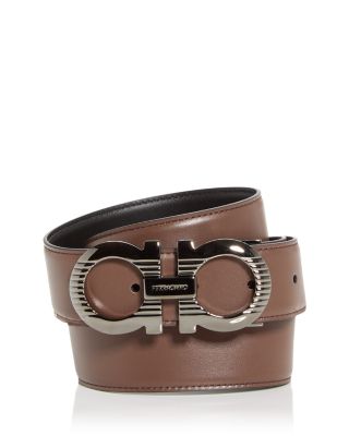 Men's Double Gancini Buckle Reversible Leather Belt