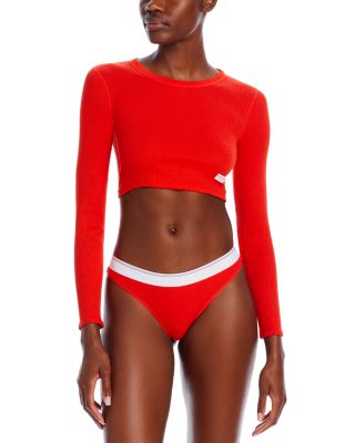 Alexander Wang Ribbed Long Sleeve Cropped Top
