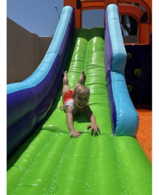 Double Slide Water Park with Climbing Wall & Water Cannon - Ages 5-12