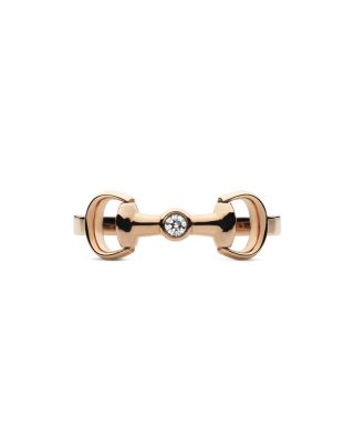 18K Rose Gold Horsebit Diamond Accent Ring