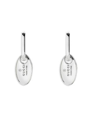 Sterling Silver Trademark Oval Drop Earrings
